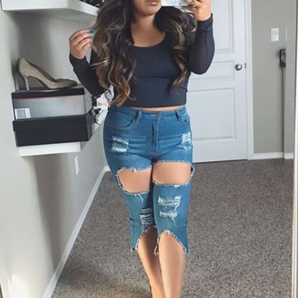 ? Pants - distressed jean capris